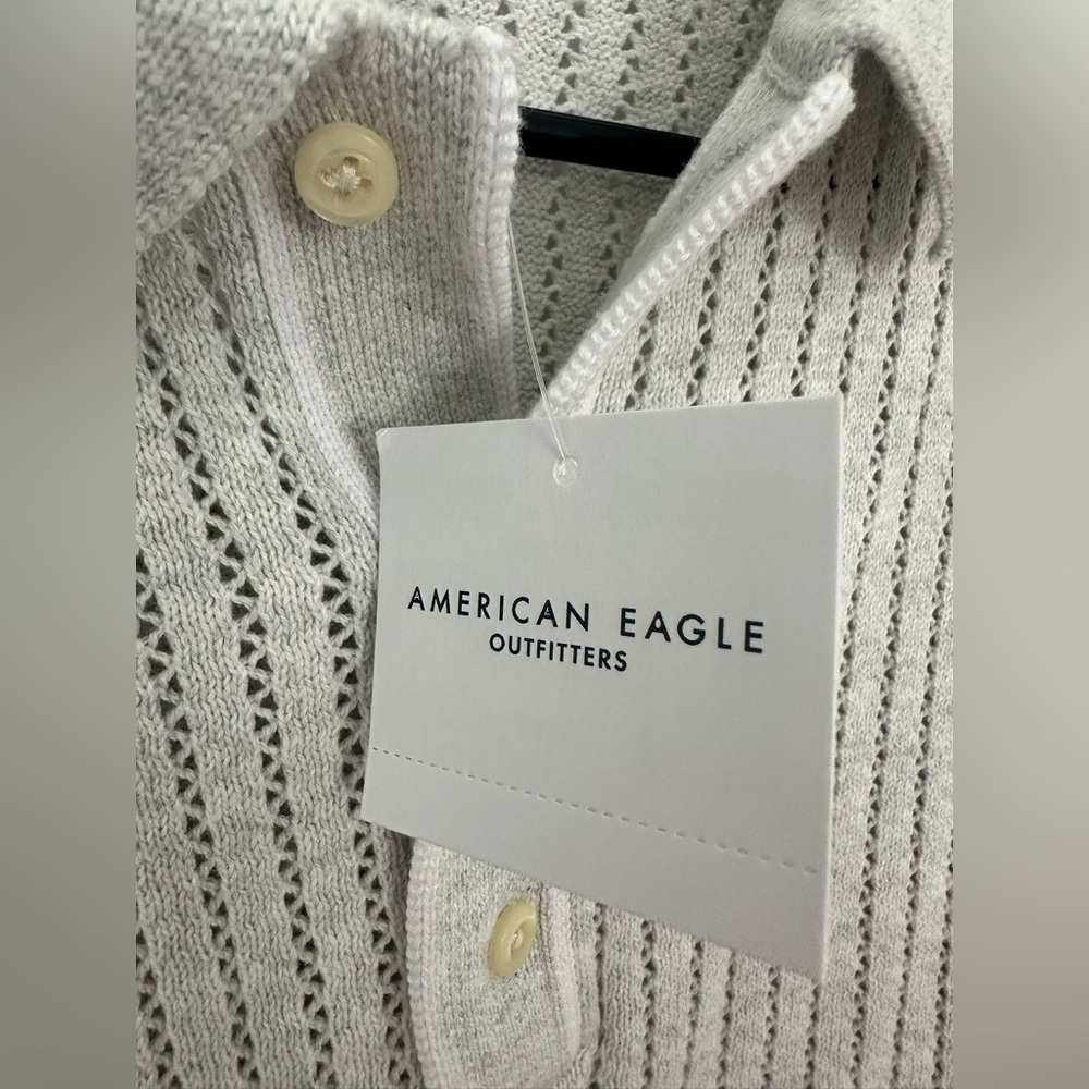 NWT AE Weekend Tipped Sweater Polo Shirt - Picture 4 of 6